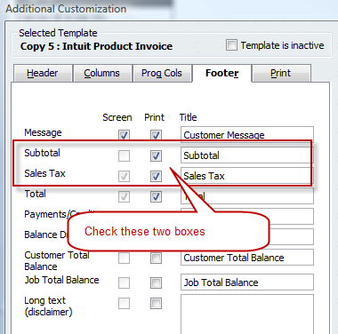 Add sales tax to footer