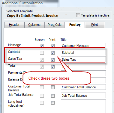 no tax option in footer quickbooks for mac