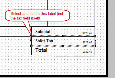 Delete sales tax label