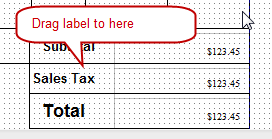 Drag sales tax label to position