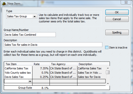 quickbooks for mac group items