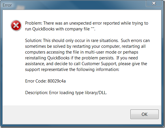 QuickBooks Error 80029c4a