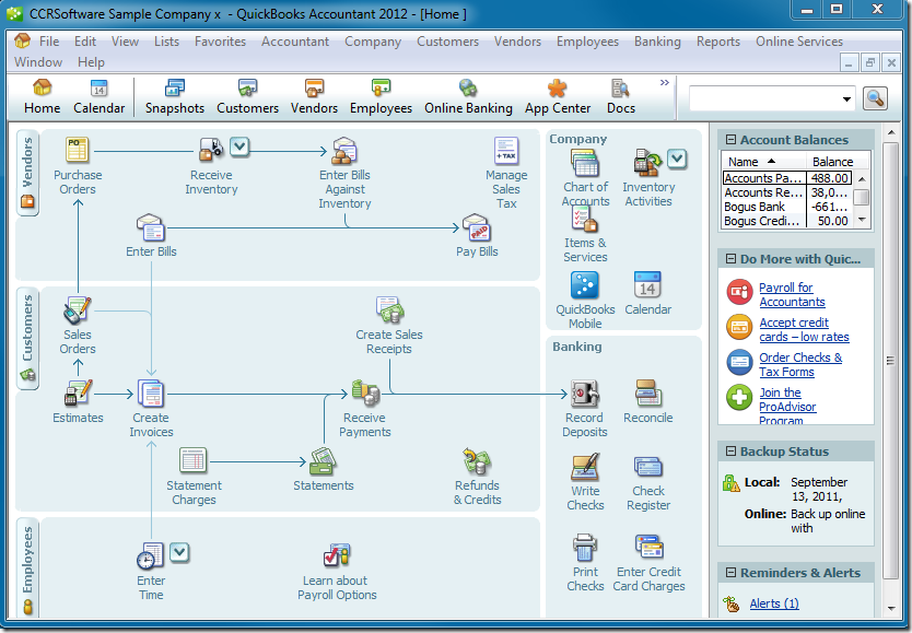 QuickBooks home page