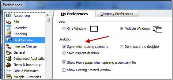 QuickBooks Desktop View Preferences