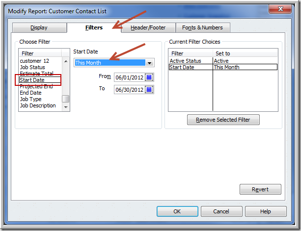 Filter for Start Date