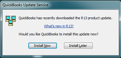 Old style of QuickBooks Update Notice